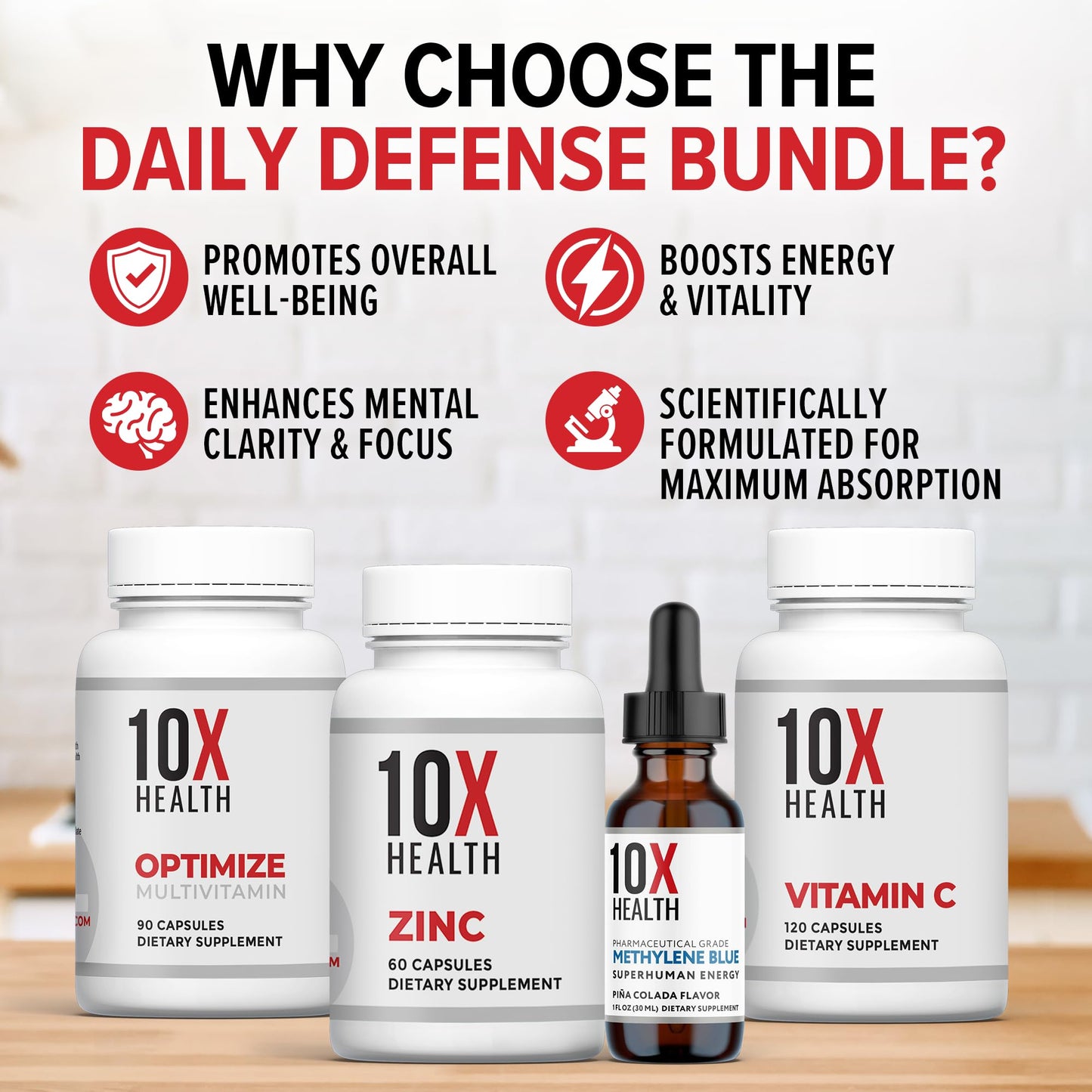 10X Zinc y Vitamina C en cápsulas para fortalecer sistema inmune