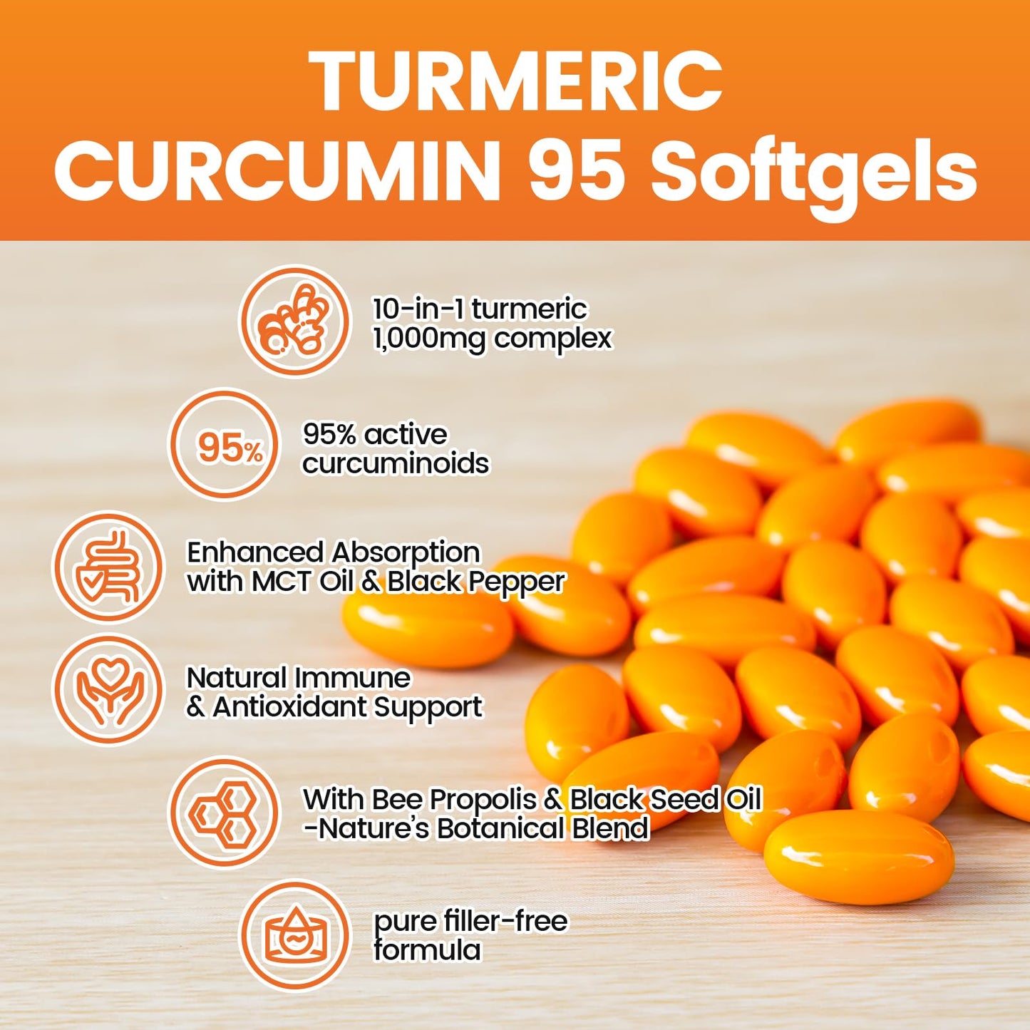 Paquete de 180 cápsulas Vegetales VivoNu Turmeric Curcumin