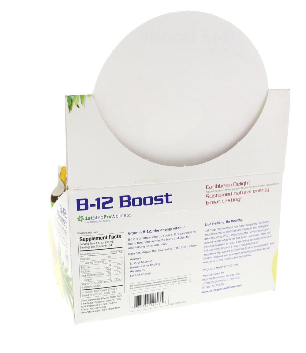 Detalle etiqueta botella 1st Step B-12 Boost