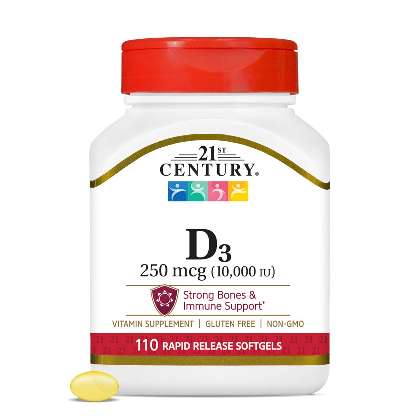 21st Century cápsulas vitamina d3 10000 ui liberación rápida 110 unidades