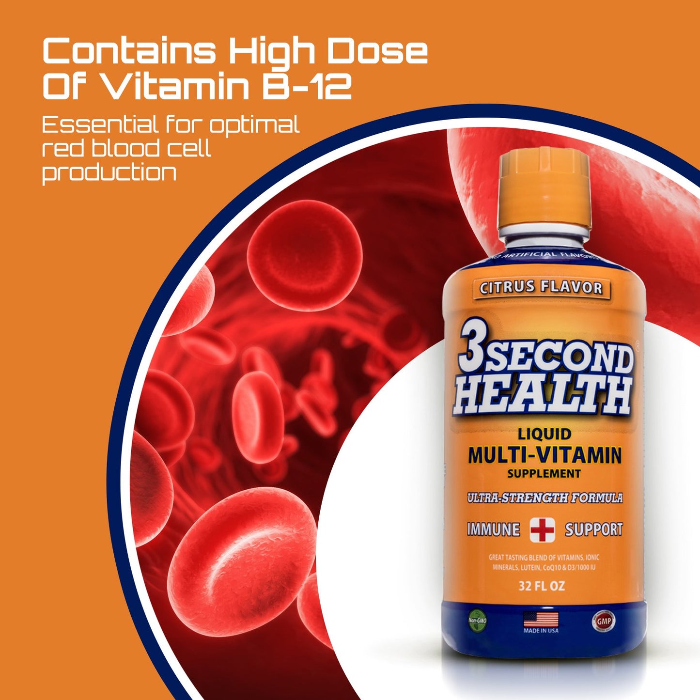 3 Second Health multivitamínico con vitamina B-12.