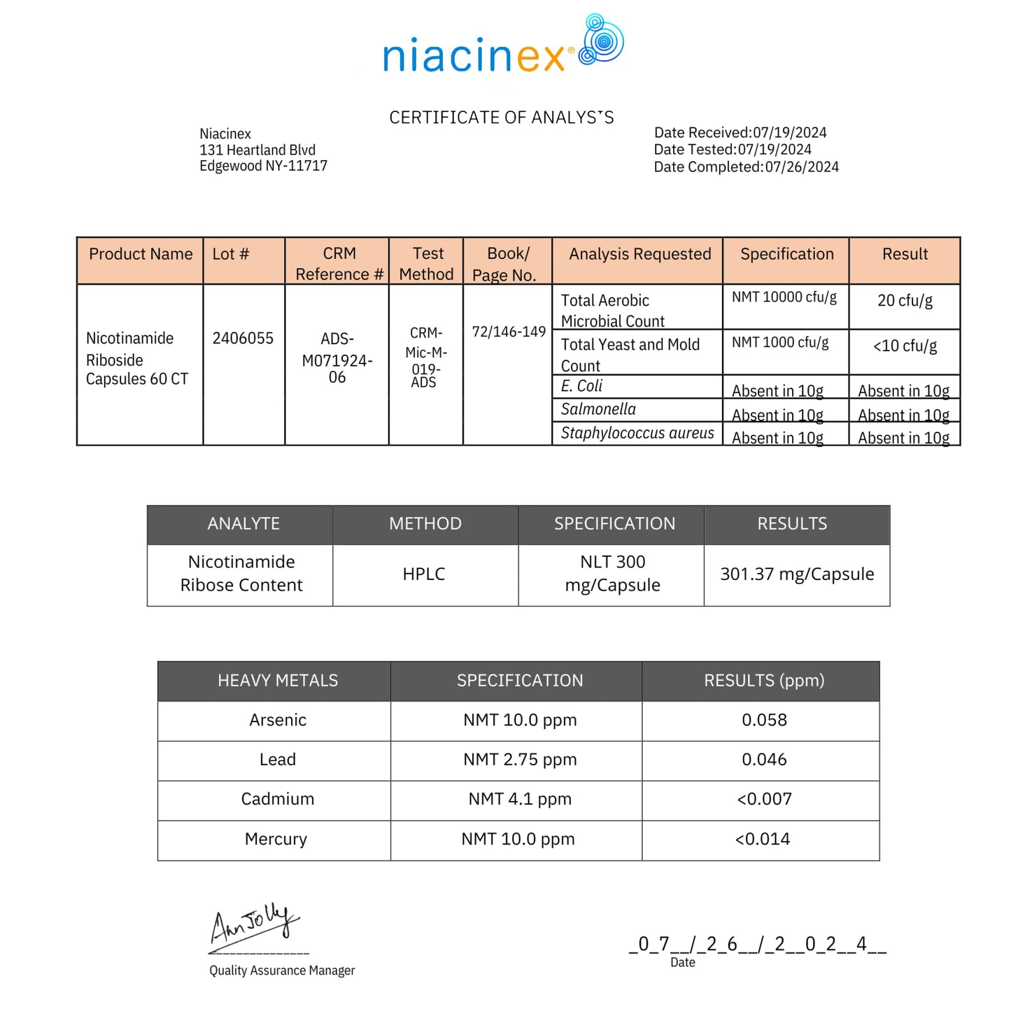 60 Cápsulas NAD+ Precursor Salud Niacinex
