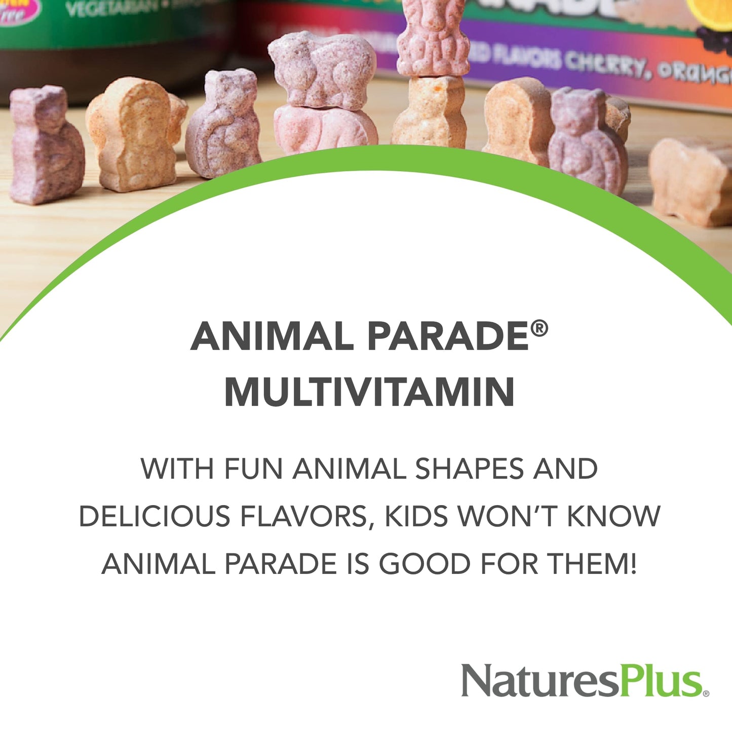 90 tabletas masticables Animal Parade niños con sabor a naranja