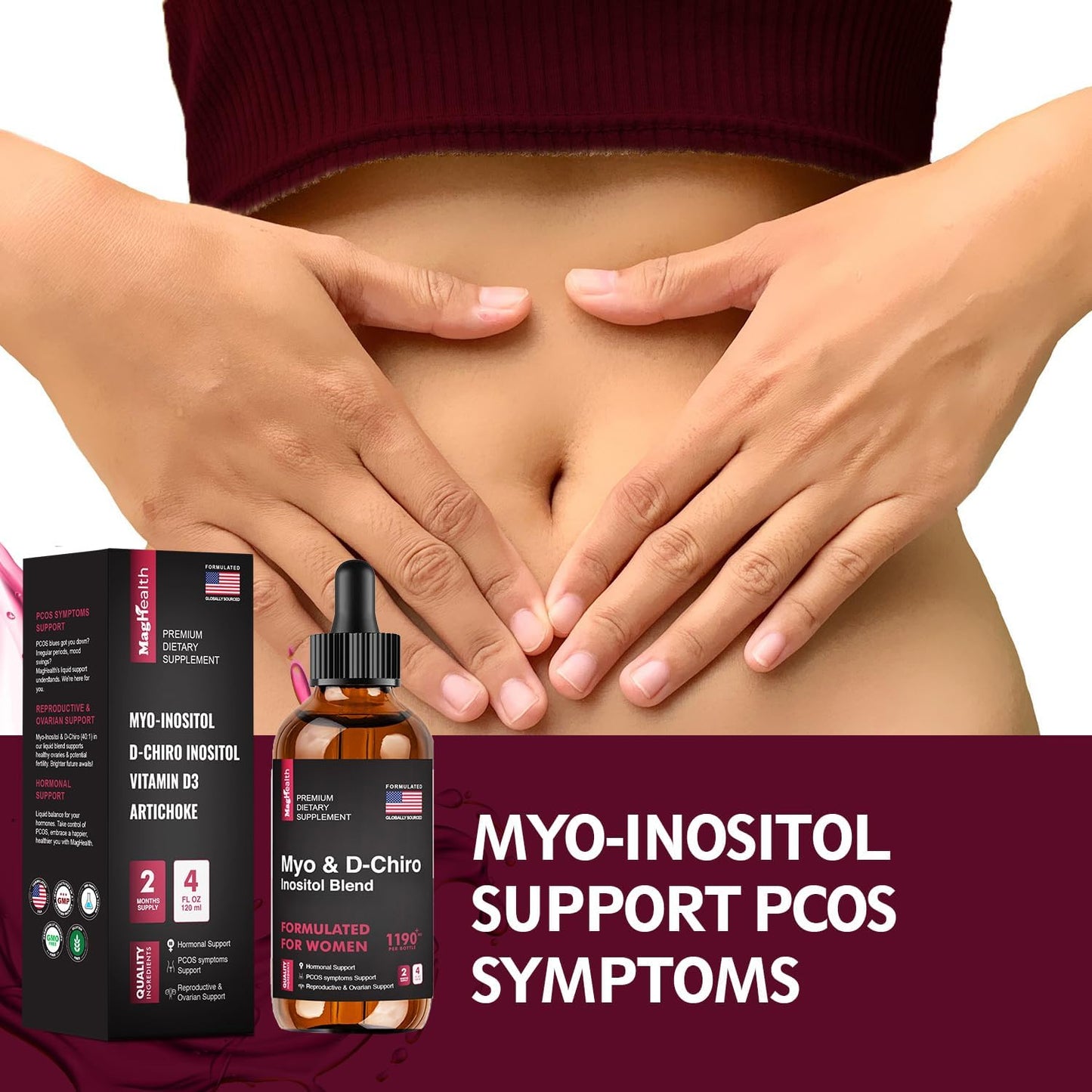 Absorción rápida suplemento líquido MagHealth inositol femenino