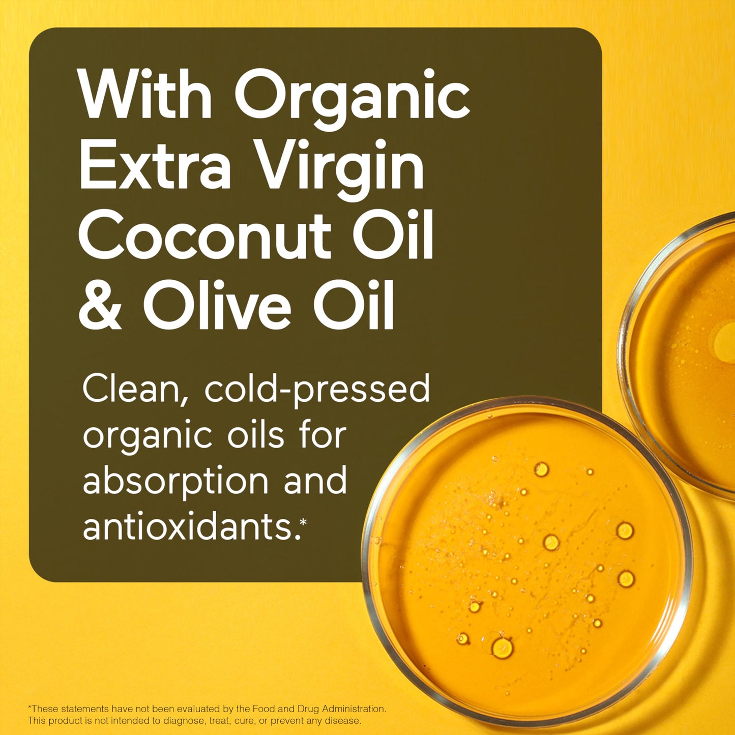 Aceite de coco y oliva orgánico en suplemento vitamina D3 K2