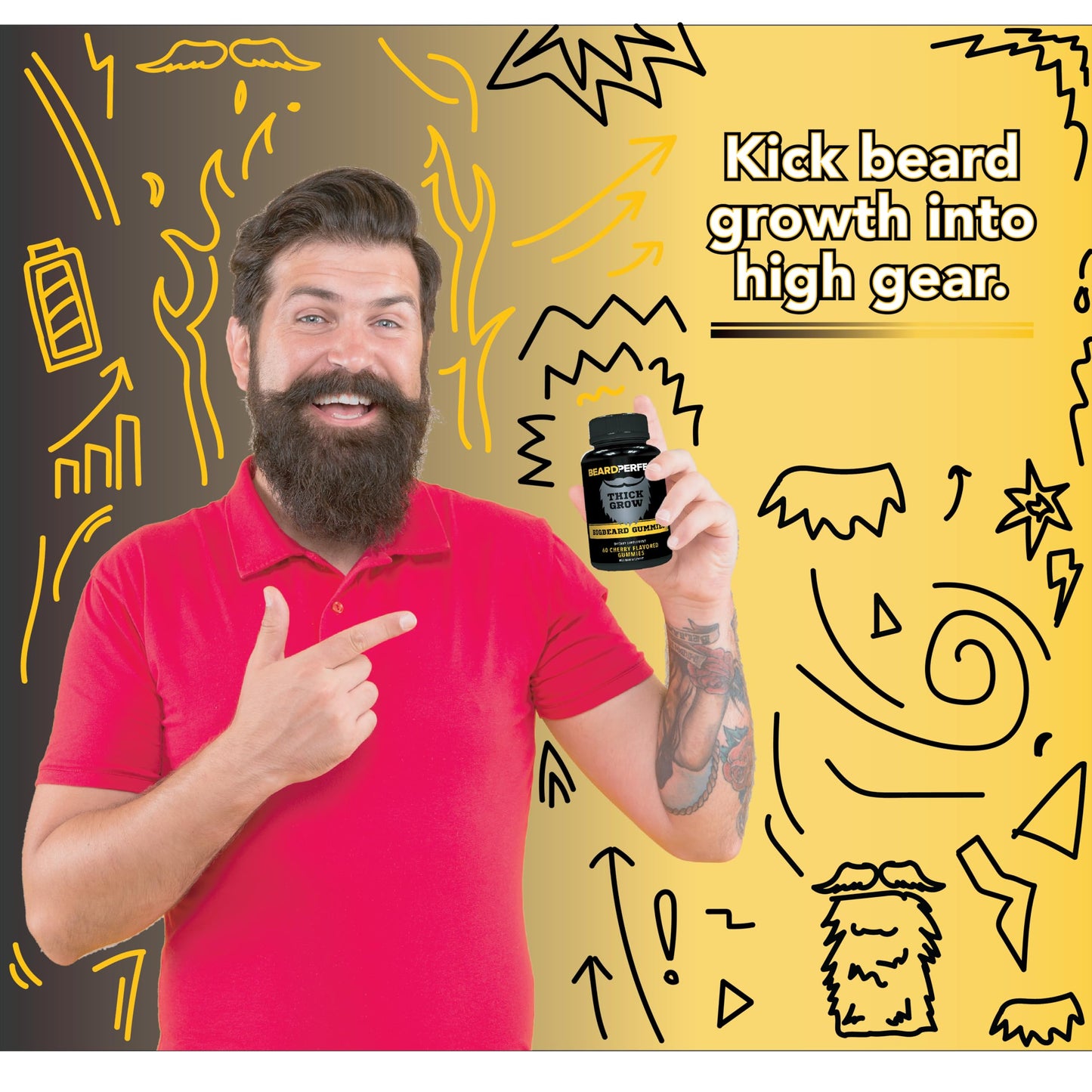 Acelera el crecimiento de la barba con gomitas