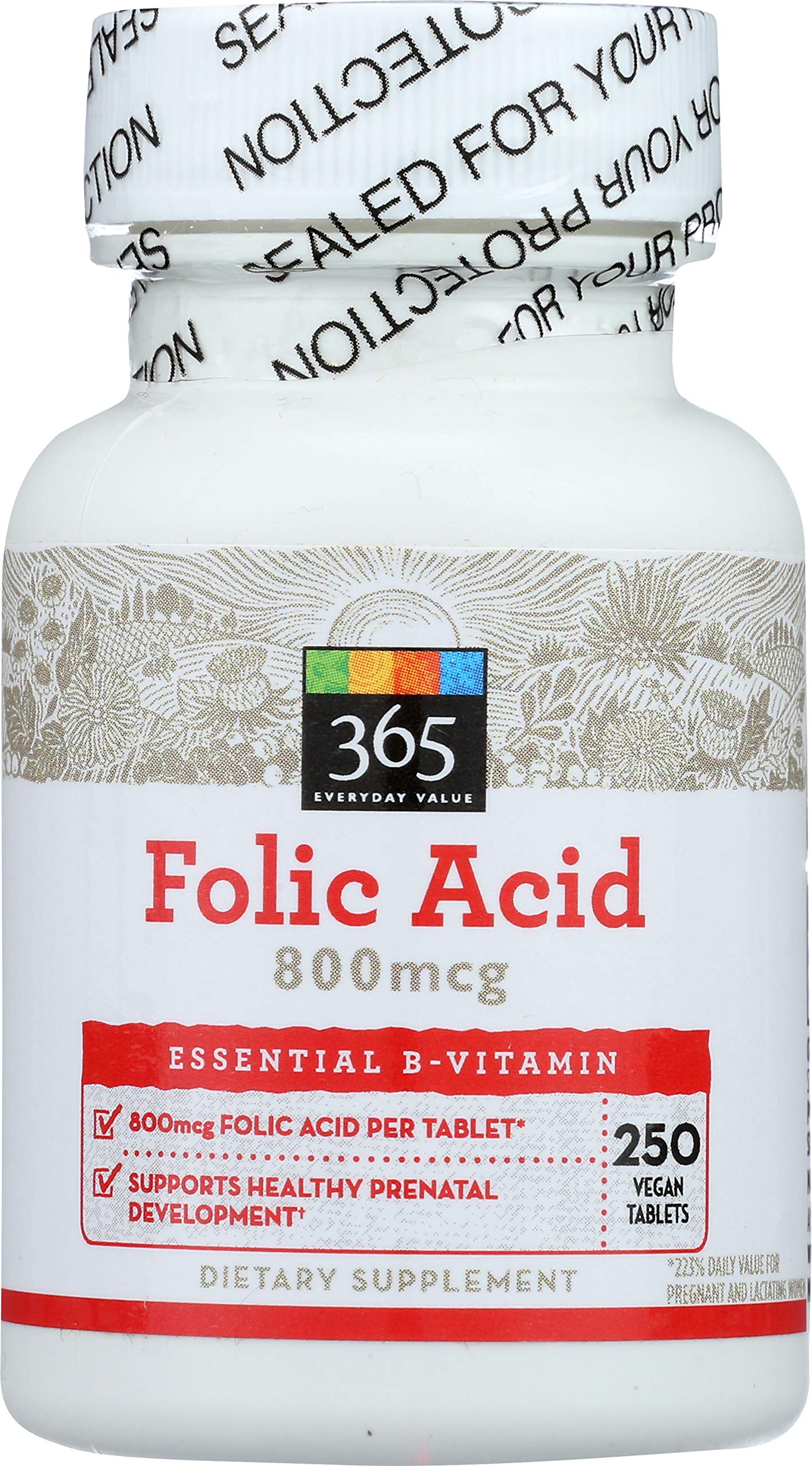 Ácido fólico 800mcg en envase de 250 unidades