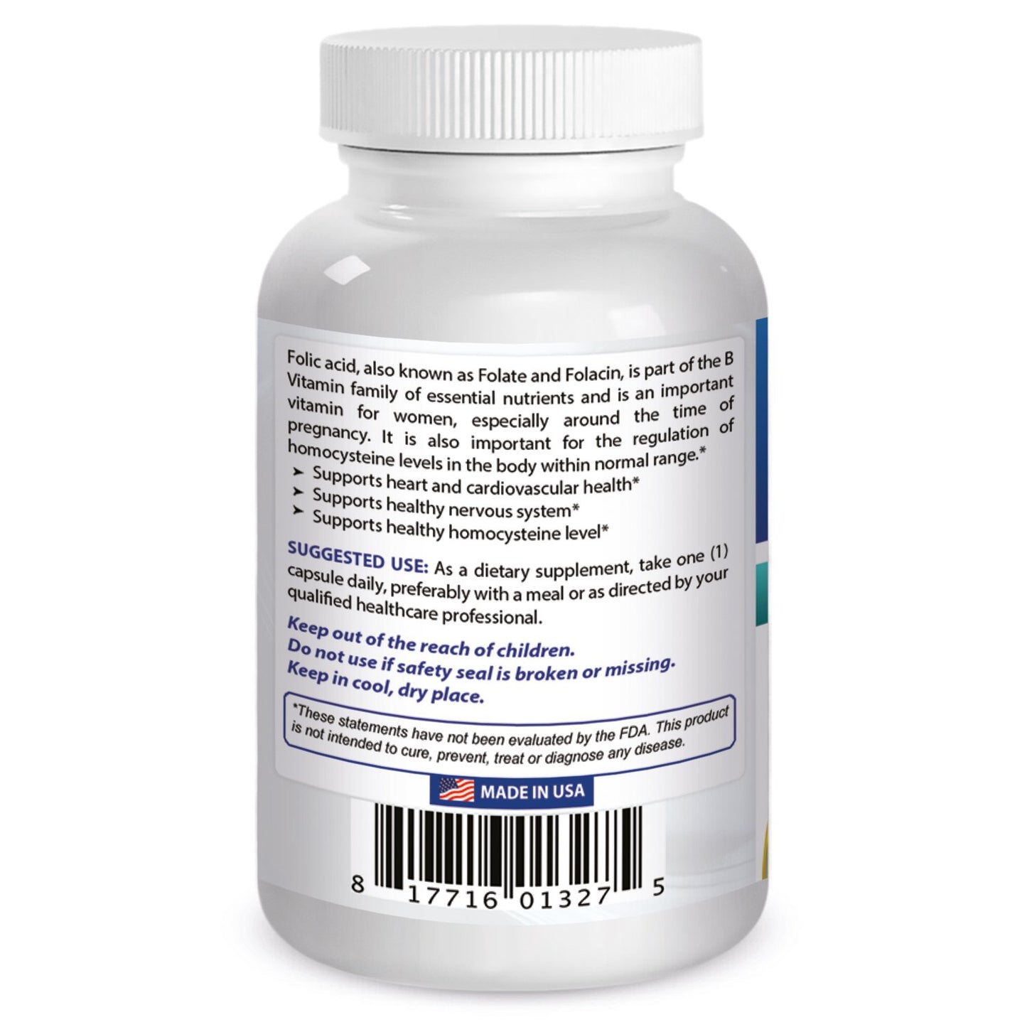 Ácido fólico Best Naturals control calidad y pureza