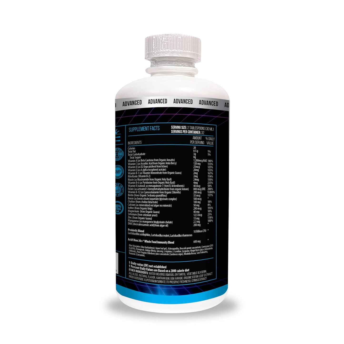 ACTIF energía y salud multivitamínico líquido para hombres de 30+
