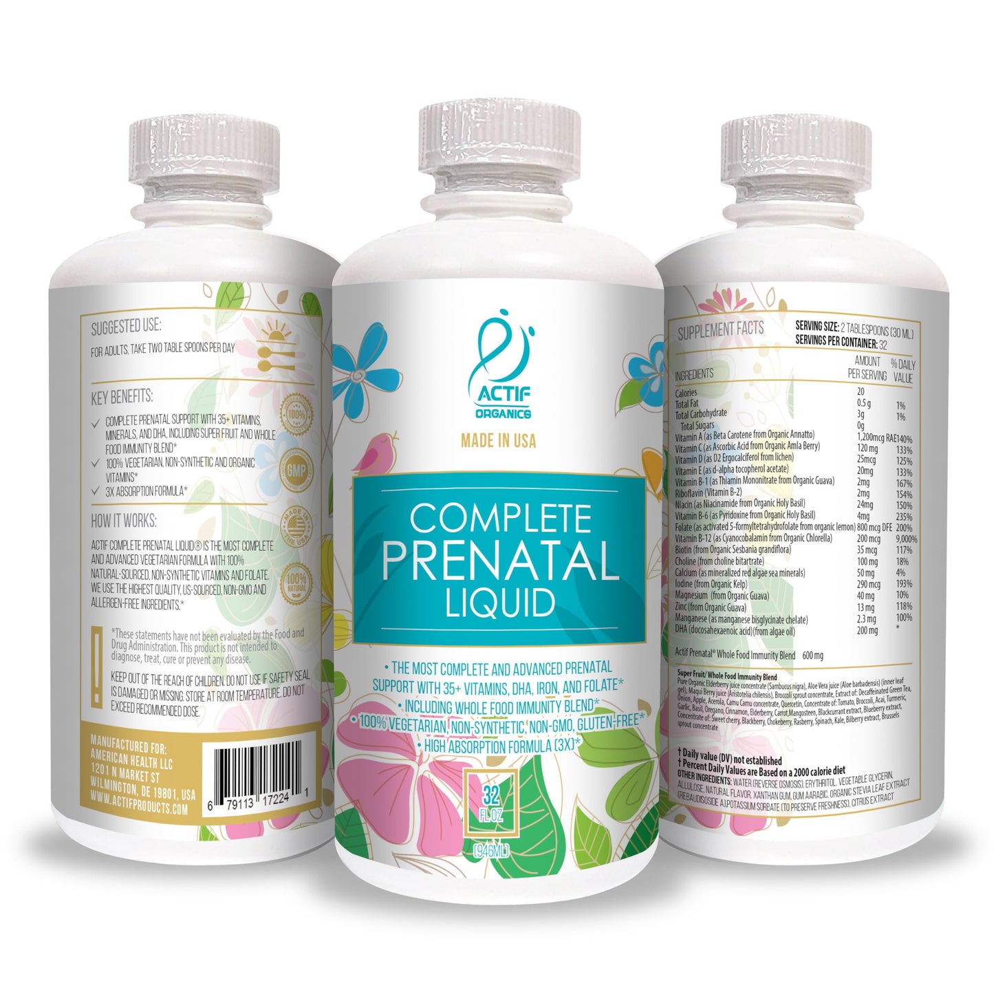 ACTIF fórmula prenatal liquida avanzada para salud de embarazadas