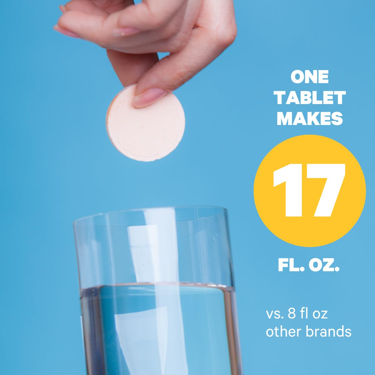 agua con tableta efervescente 1ABOVE en vaso
