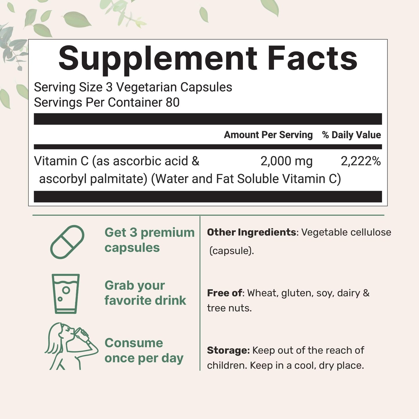 Alta biodisponibilidad en cápsulas de vitamina C.