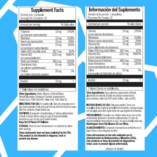 Ampollas de vitamina B para apoyo energético
