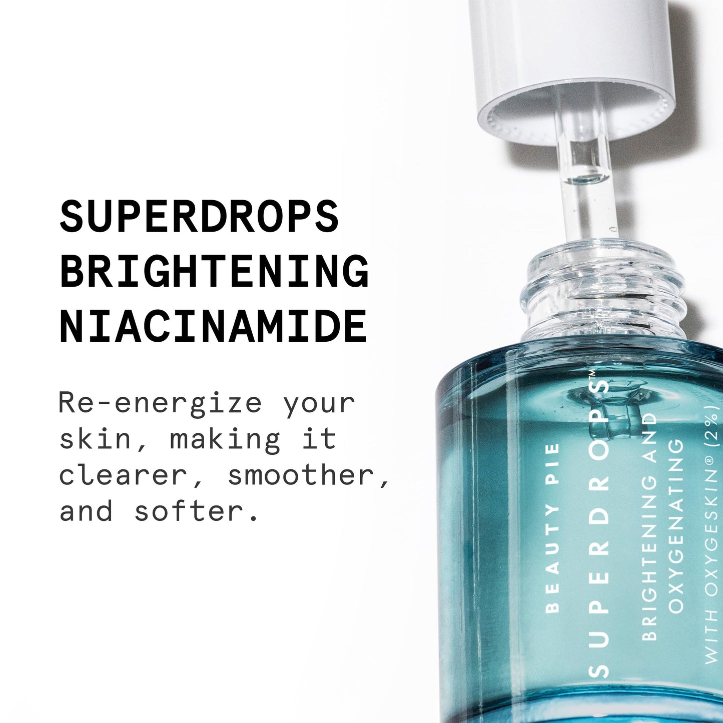 Aplicación de gotas de serum niacinamida para piel radiante