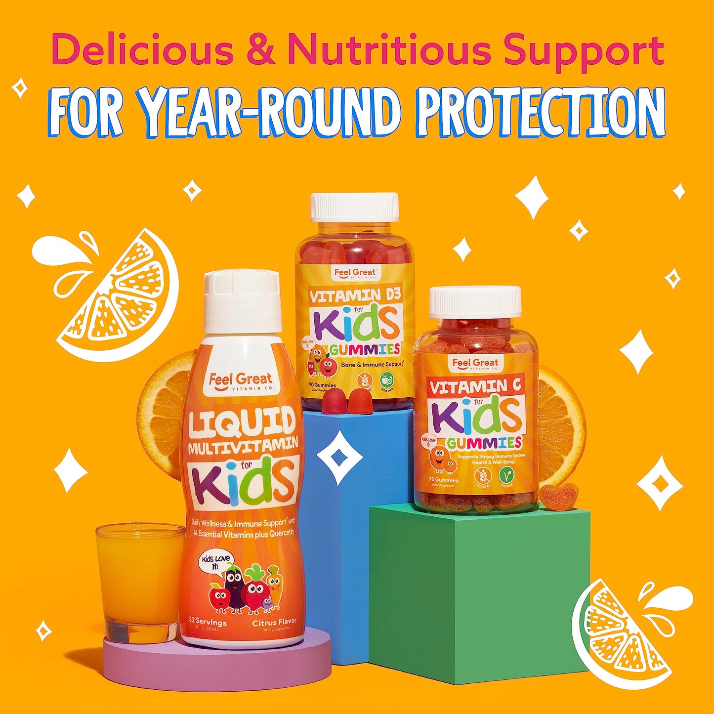 Apoyo año redondo con multivitamínico para niños