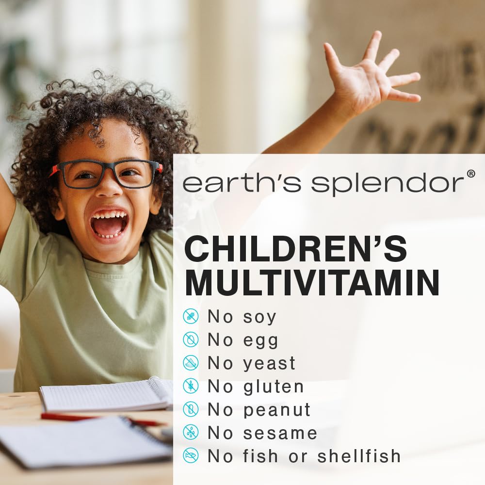multivitamínico masticable de Earth's Splendor apoyando el desarrollo saludable infantil
