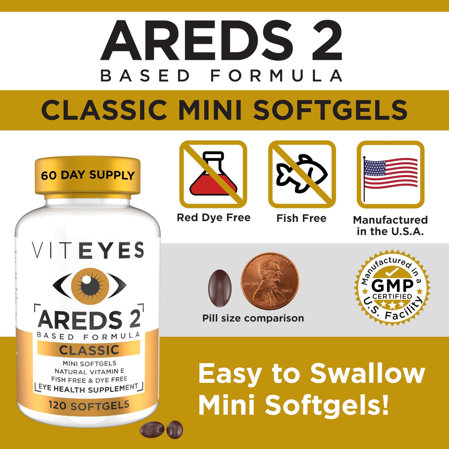 AREDS 2 de VITEYES, cápsulas blandas fáciles de tragar