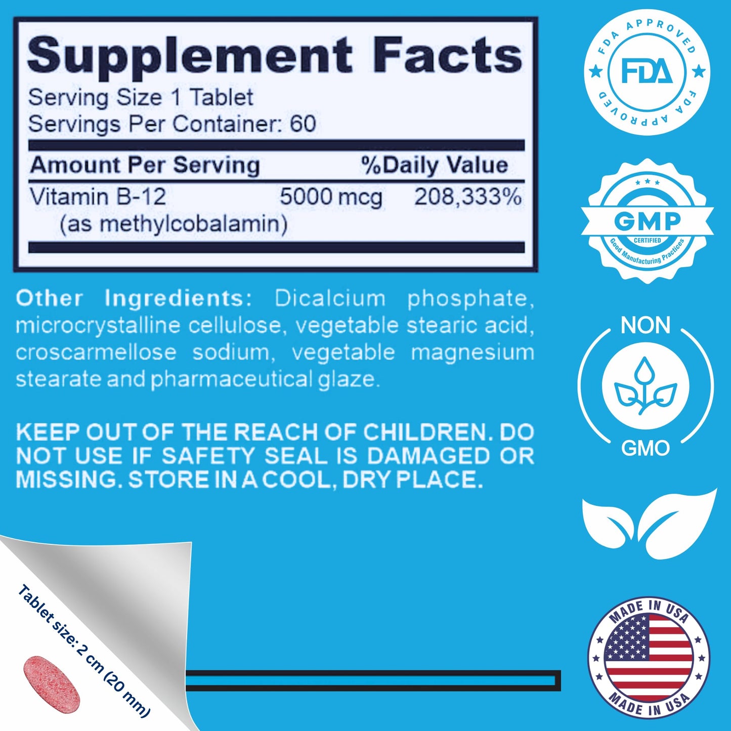 B12 alta potencia 5000 mcg de rápida absorción