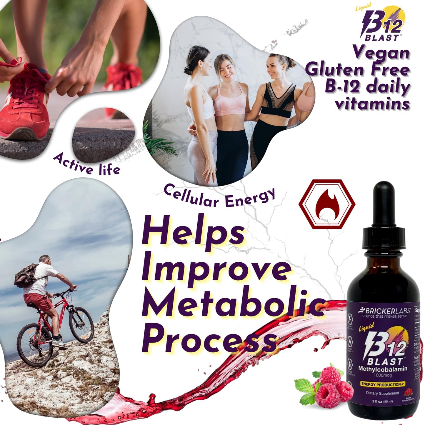 B12 Blast suplemento sublingual para energía celular y homocisteína