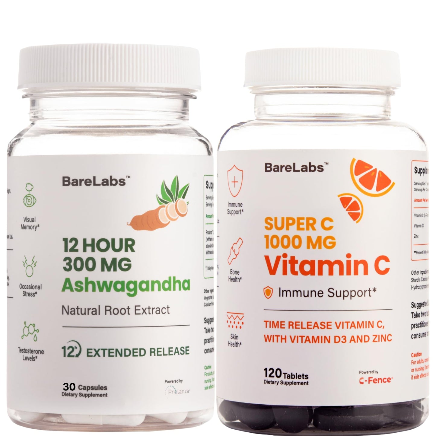 Suplemento BareLabs Ashwagandha 300mg con Vitamina C 1000mg