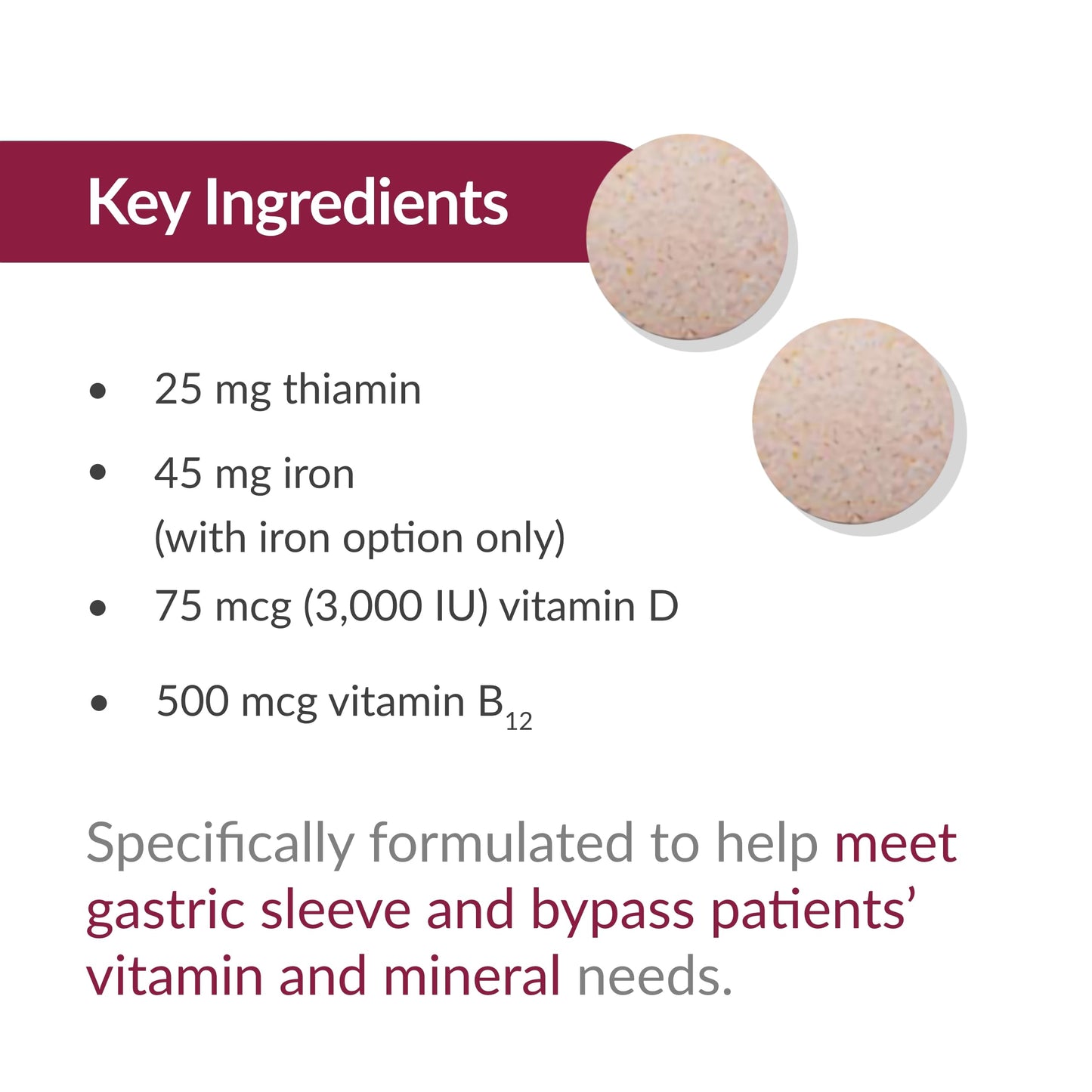 Ingredientes clave del multivitamínico Bariatric Advantage