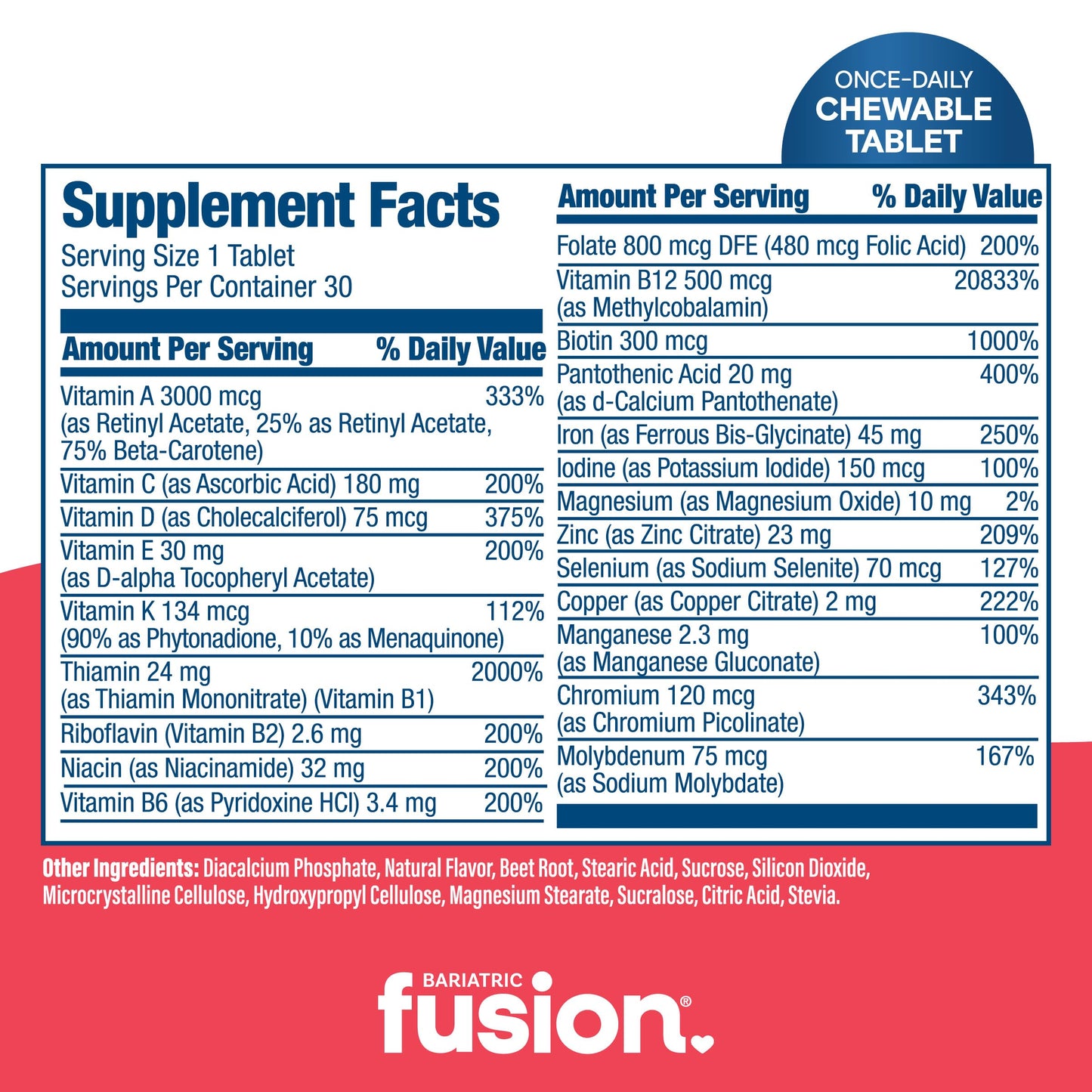 Bariatric Fusion suplemento con vitaminas y minerales