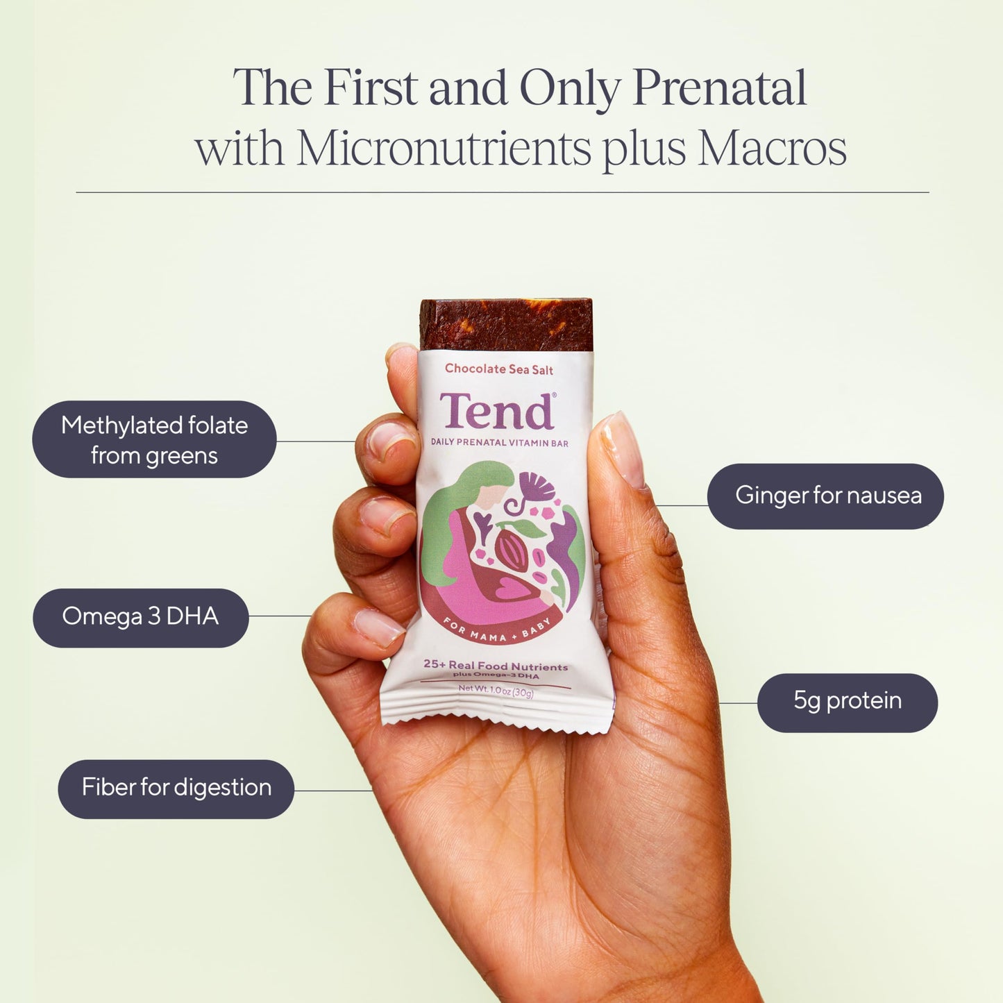 Barras Vitaminas prenatales Tend con folato y DHA