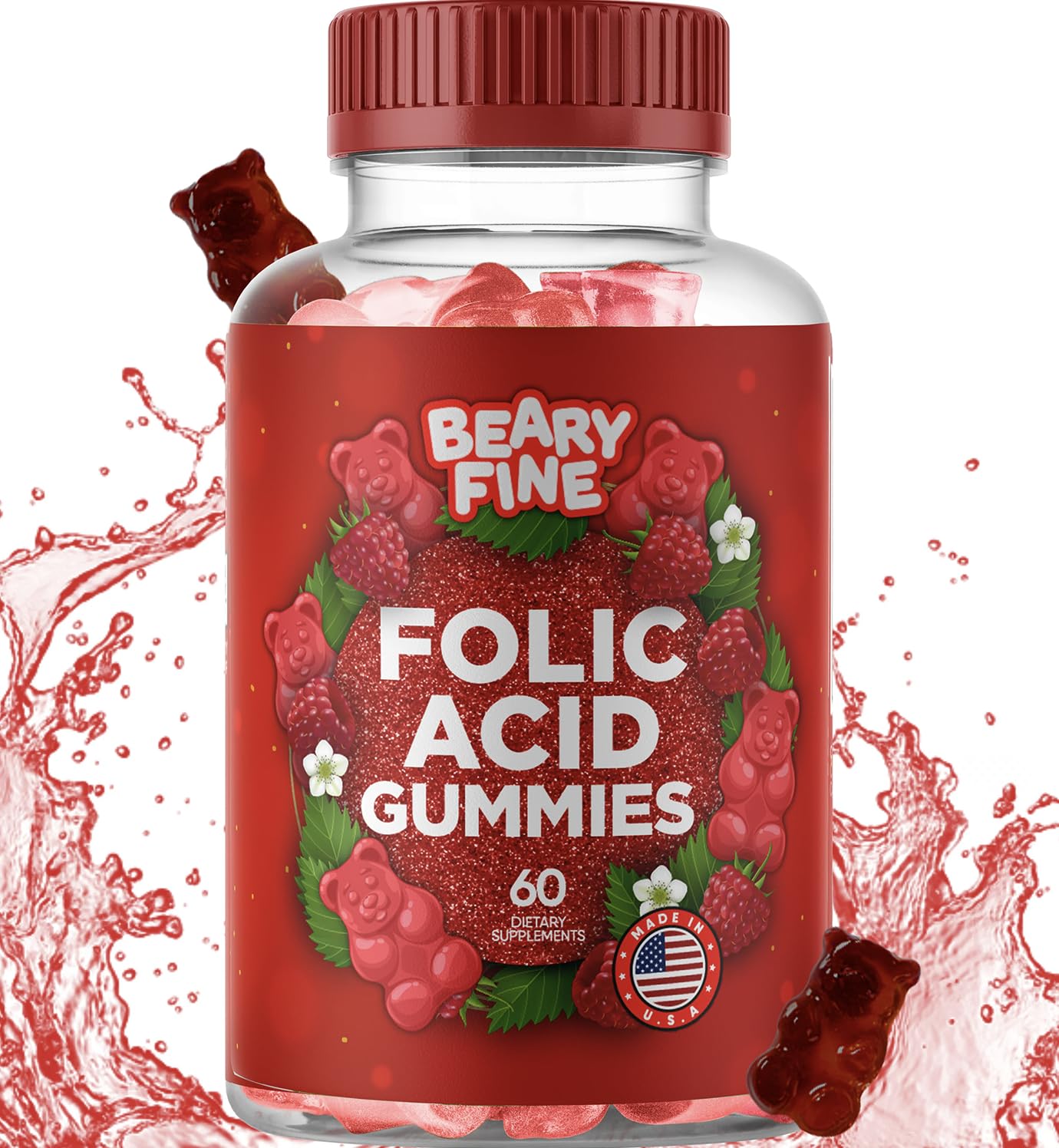 Beary Fine gomitas ácido fólico sabor frambuesa 60 unidades