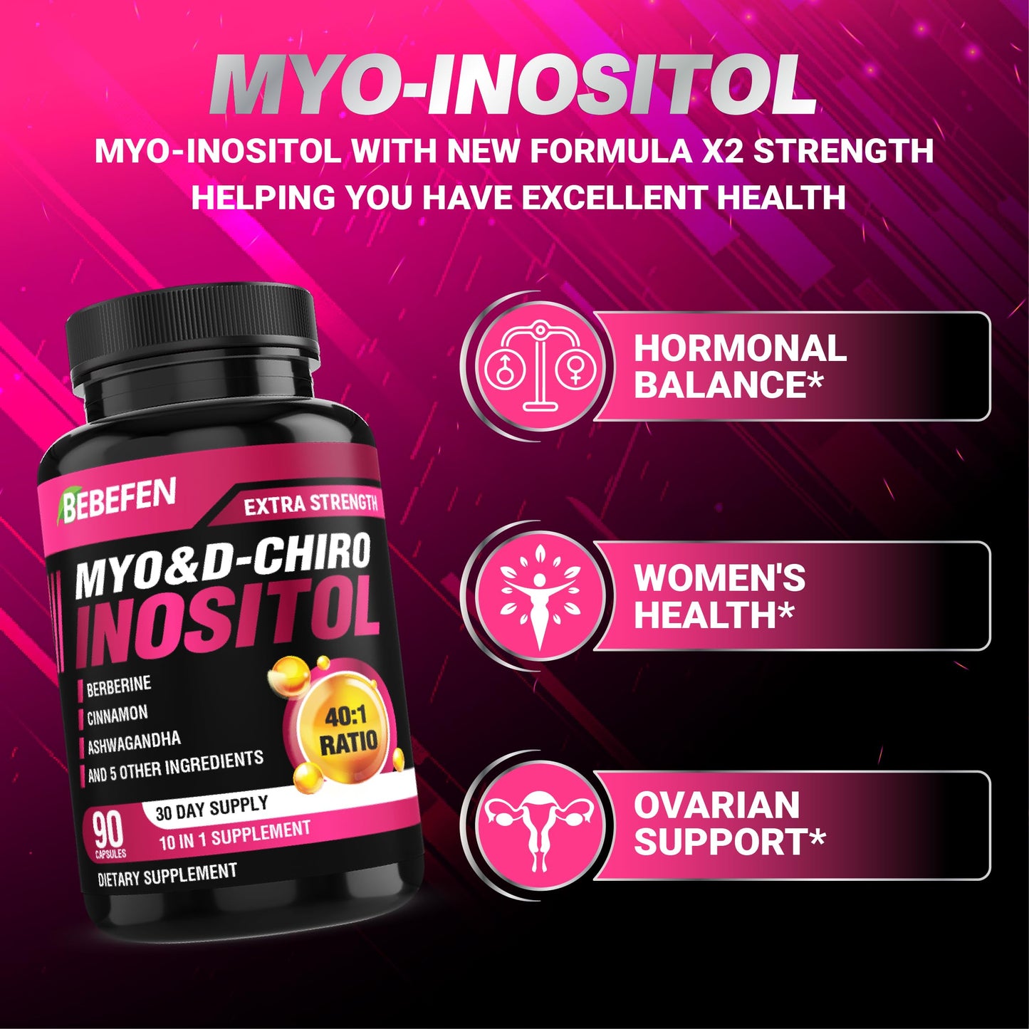 BEBEFEN inositol canela ashwagandha para hormonas