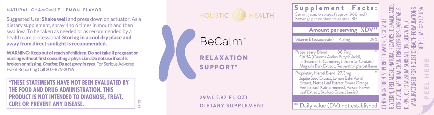 BeCalm Spray de Holistic Health - paquete completo