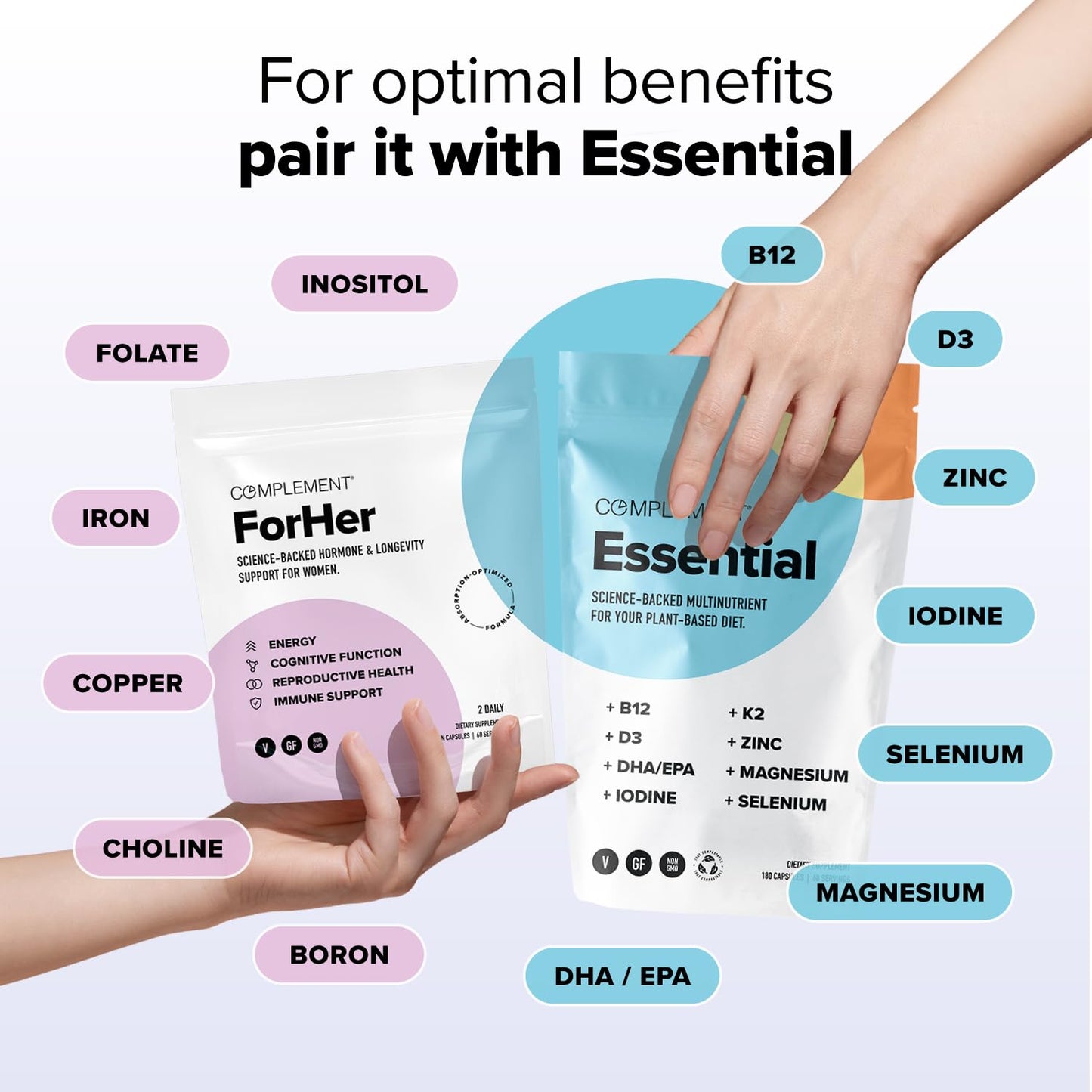 beneficios del Complemento ForHer junto con Complement Essential