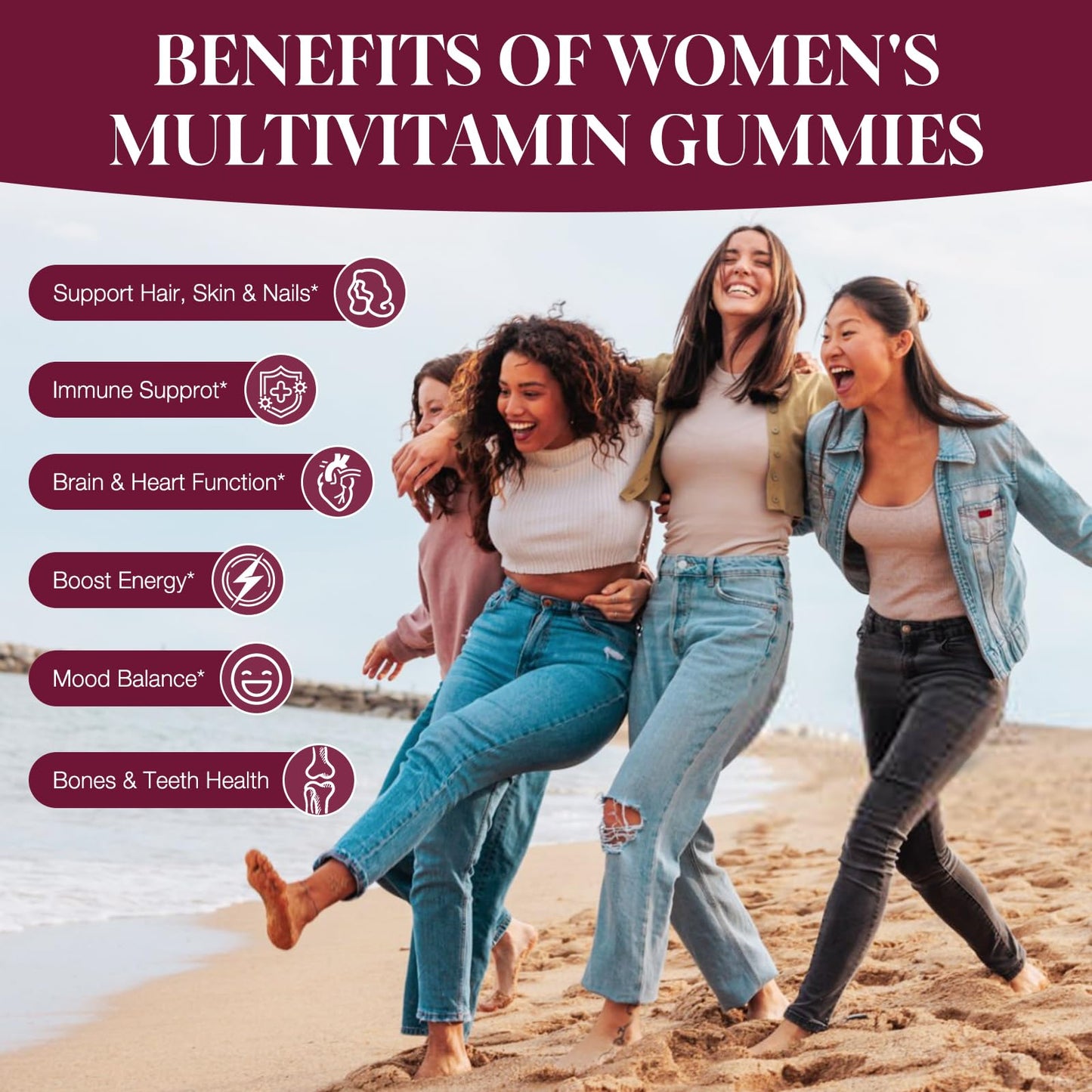 Beneficios de las gomitas multivitamínicas para mujer.