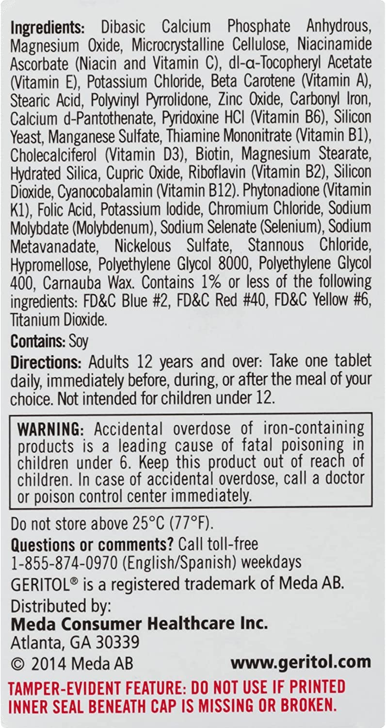 Beneficios nutricionales de las tabletas multivitamínicas Geritol.