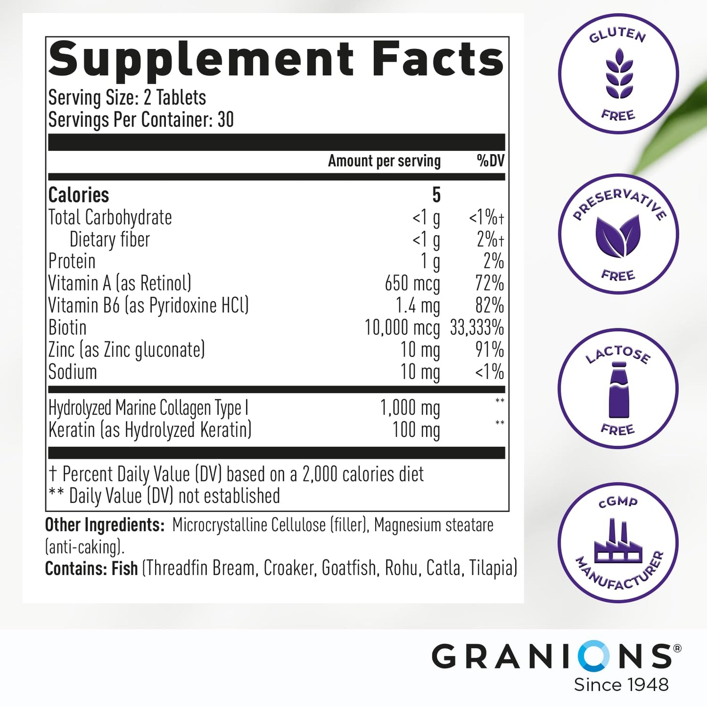 Beneficios de las tabletas de biotina y colágeno Granions