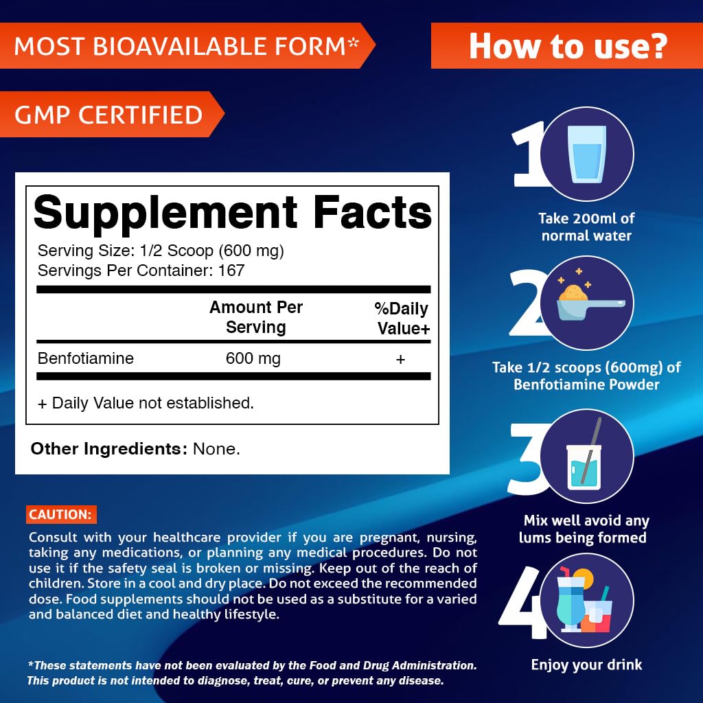 Benfotiamina 600 mg polvo puro suplementación Vitamatic