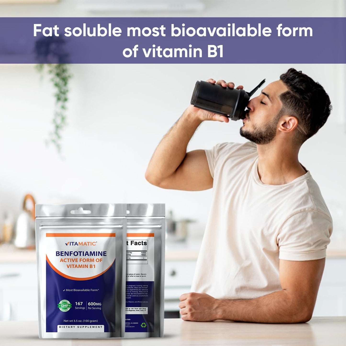 Benfotiamina polvo Vitamatic complemento dieta B1 sin OMG
