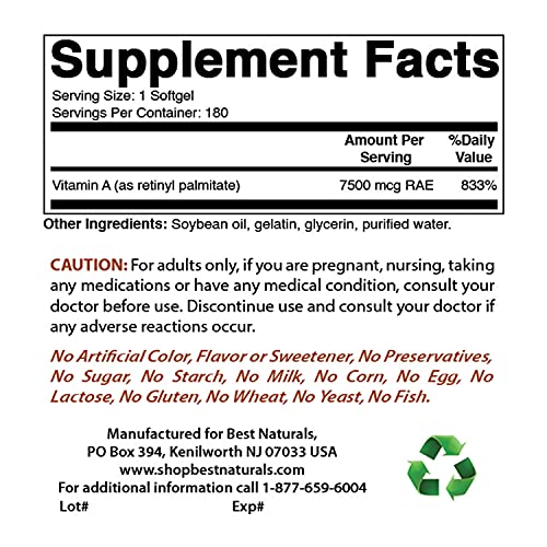 Cápsulas de Best Naturals MK-7 y Vitamina A 25000 UI