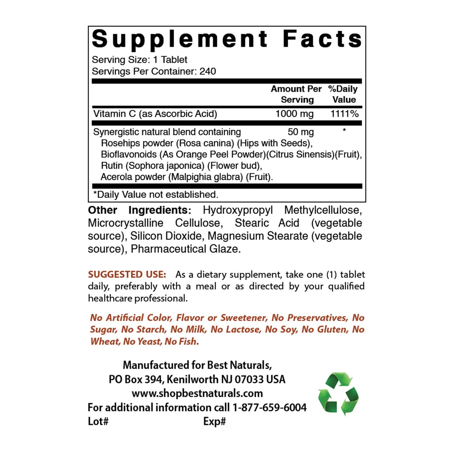 Tabletas de vitamina B12 y vitamina C Best Naturals
