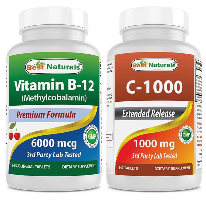 Botella de Vitamina B-12 y Vitamina C Best Naturals
