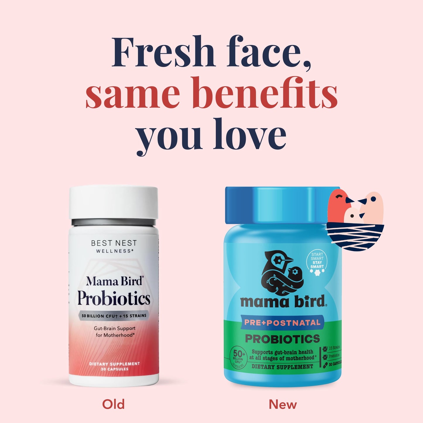 Frasco suplemento Best Nest Wellness Mama Bird probióticos digestión femenina