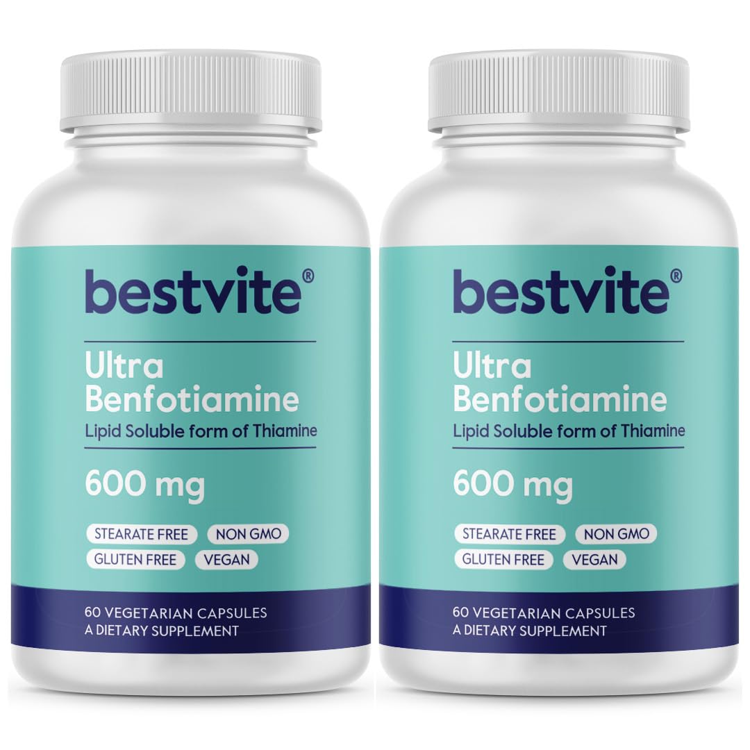 Botella de Benfotiamina Bestvite 600mg cápsulas veganas