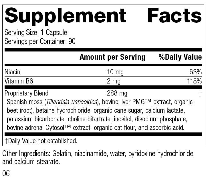 Betacol Standard Process caja y cápsulas para hígado saludable