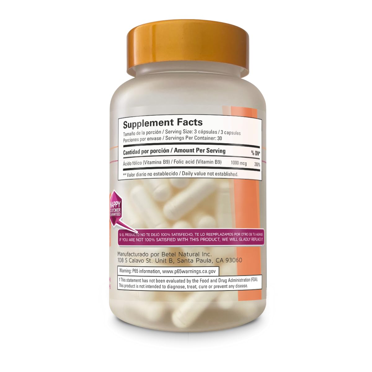 Paquete Betel Natural Ácido Fólico suplemento prenatal