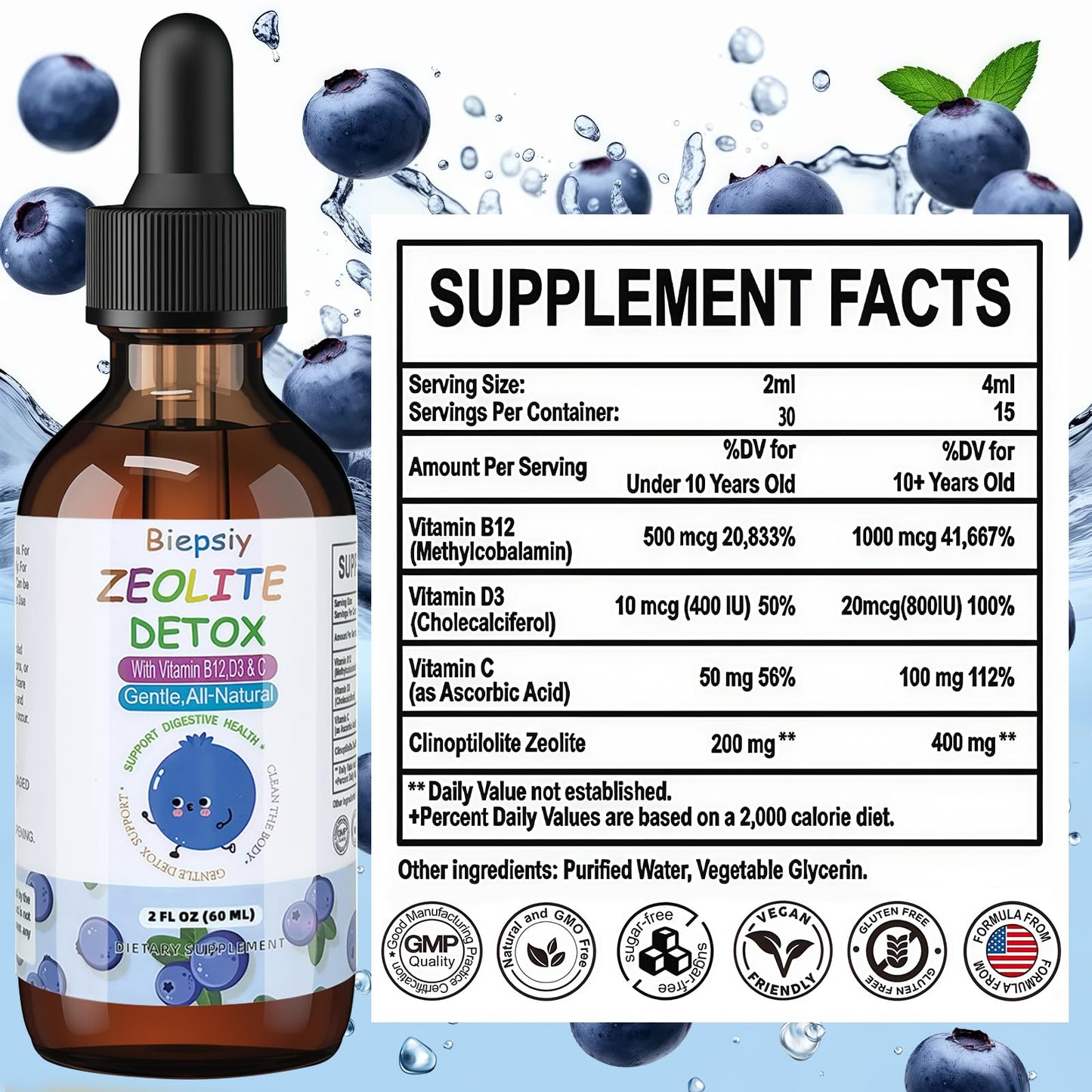 Packaging del suplemento detox Biepsiy para energía y bienestar