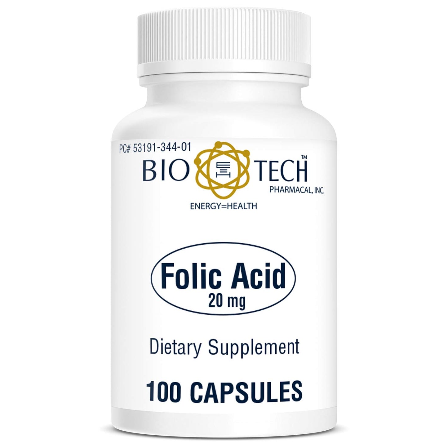 Frasco Bio-Tech Pharmacal ácido fólico 20 mg
