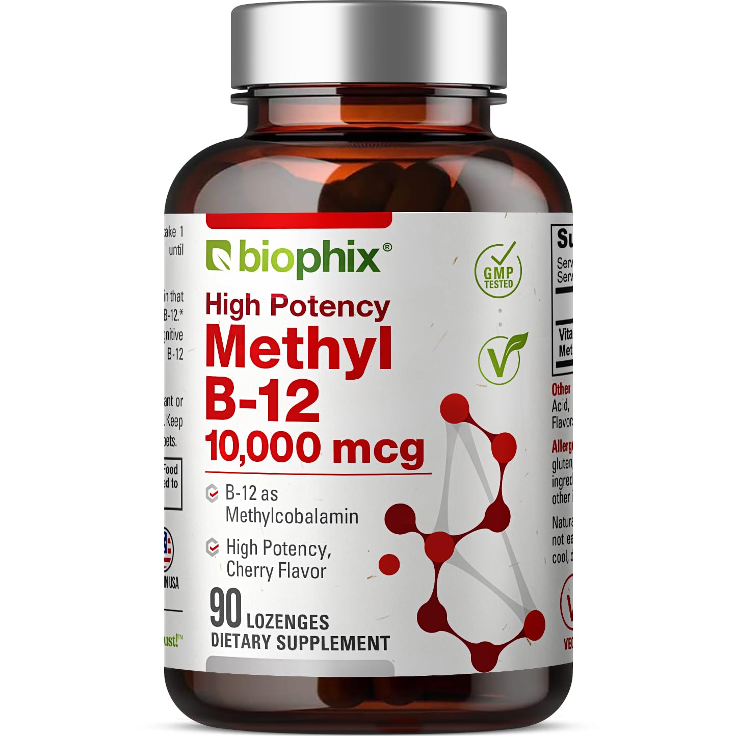 biophix Metil B12 10000 mcg tabletas veganas sabor cereza 90 unidades