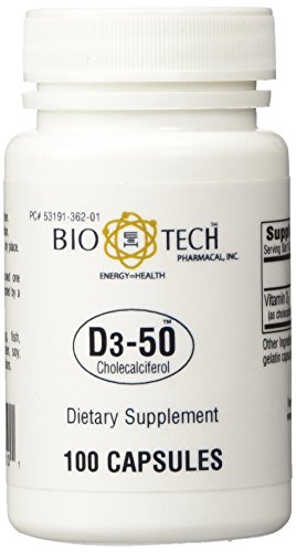 Botella BioTech Pharmacal cápsulas de vitamina d3 50000 ui