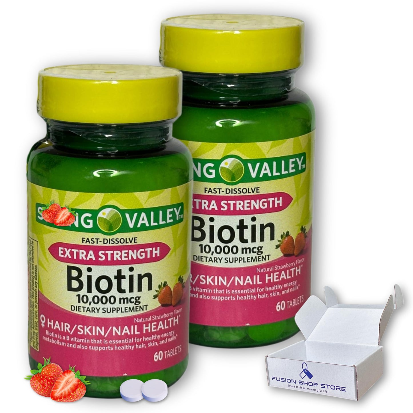 Paquete de Biotina 10000mcg disolución rápida sabor fresa
