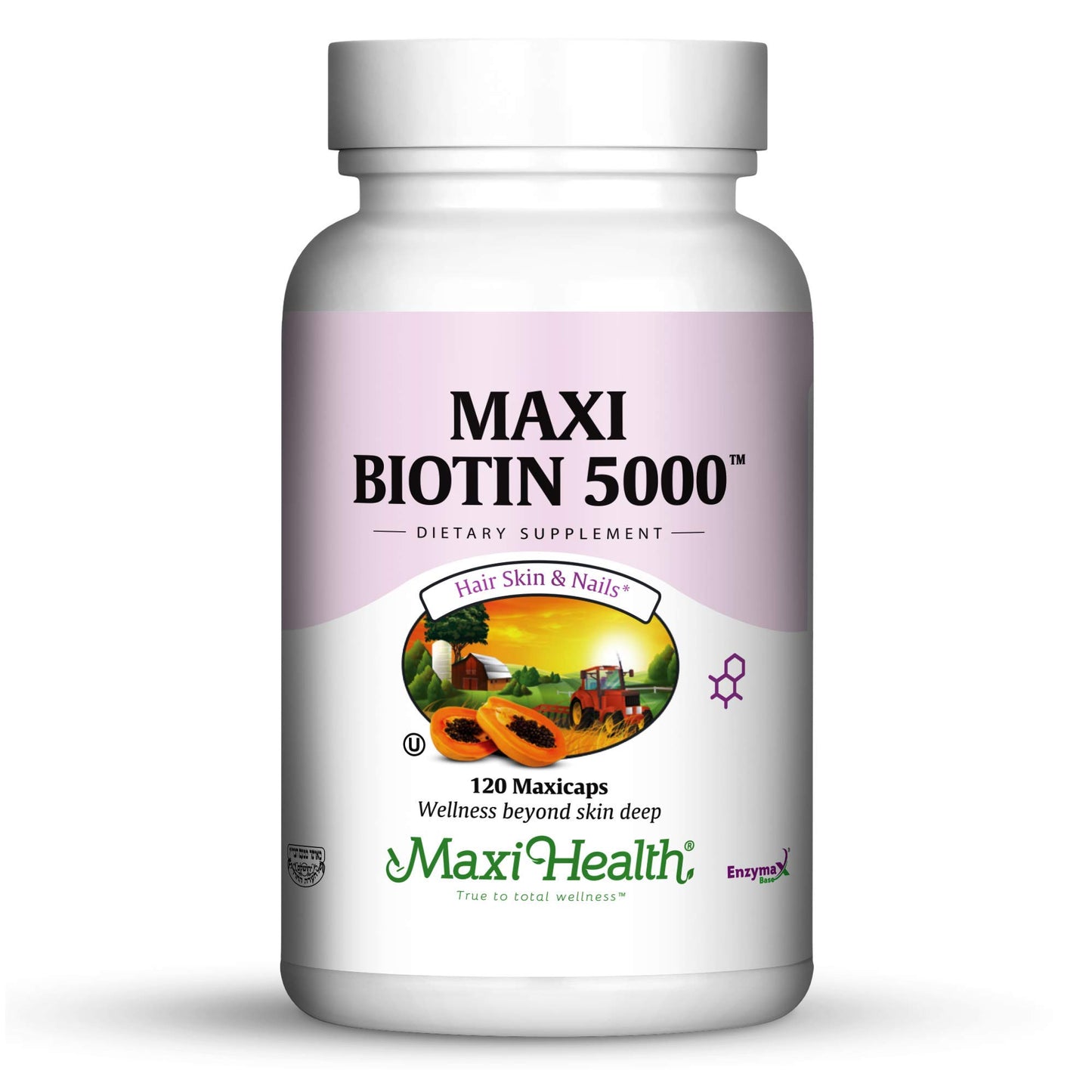 Suplemento biotina 5000 mcg Maxi Health para cabello y uñas