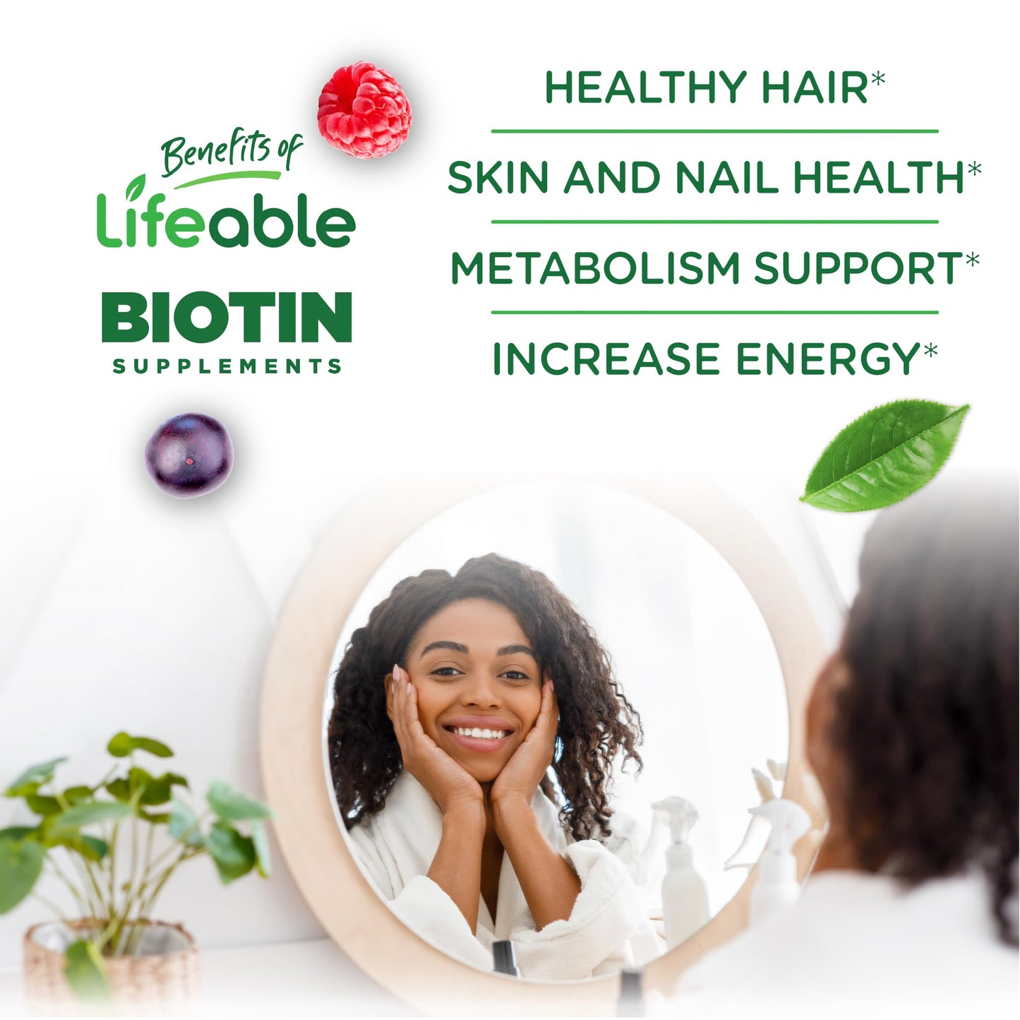 biotina Lifeable 5000mcg para crecimiento cabello